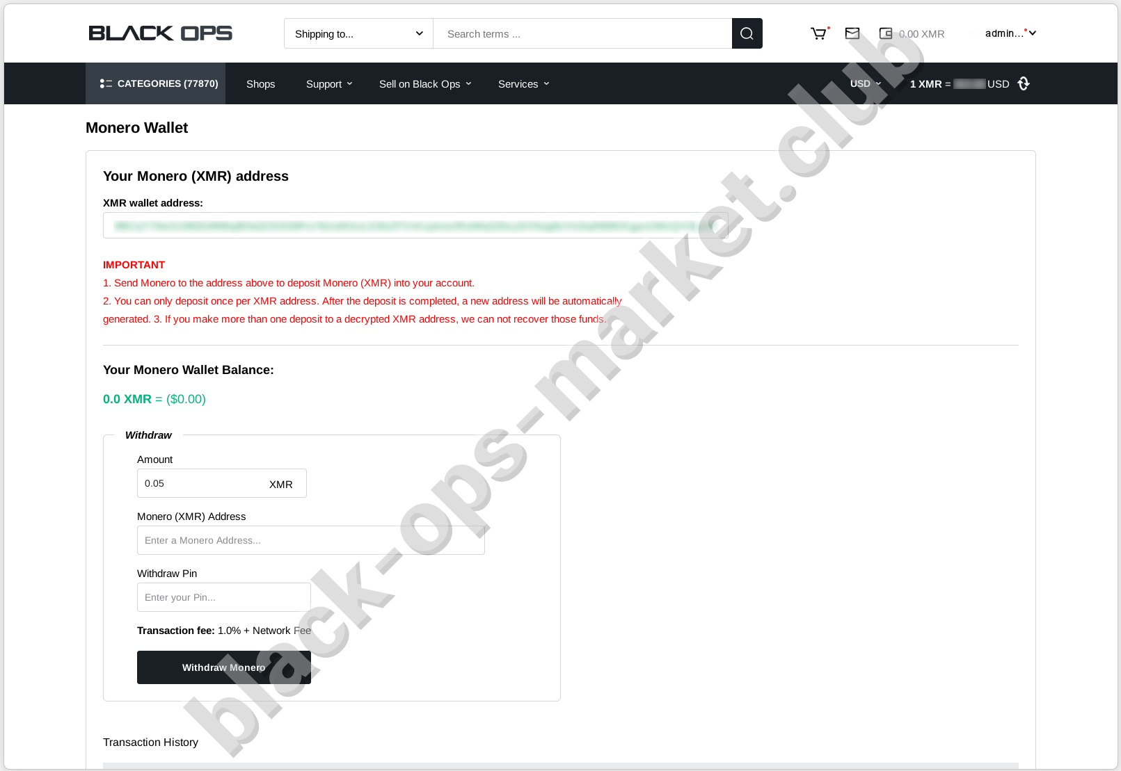 Monero Wallet Integration for Blackops Marketplace 2026